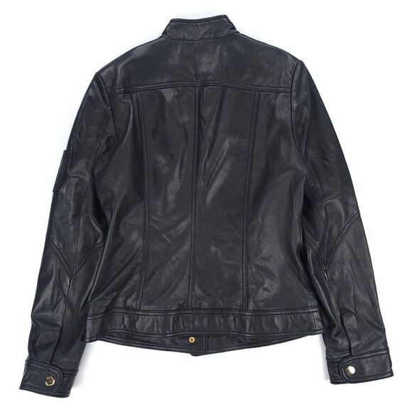 SHELLI SEGAL Genuine Leather Tailored Biker Jacket Downtown Girl Moto Boho Black - Picture 6 of 8